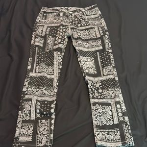Fashionable cotton paisley scarf print jeans Men size 34